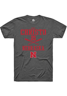 Drew Christo  Nebraska Cornhuskers Dark Grey Rally NIL Sport Icon Short Sleeve T Shirt