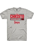 Drew Christo  Nebraska Cornhuskers Ash Rally NIL Stacked Box Short Sleeve T Shirt