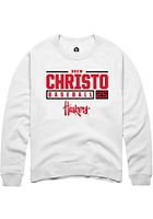 Drew Christo Rally Nebraska Cornhuskers Mens NIL Stacked Box Long Sleeve Crew Sweatshirt