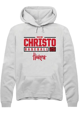 Drew Christo Rally Nebraska Cornhuskers Mens NIL Stacked Box Long Sleeve Hoodie
