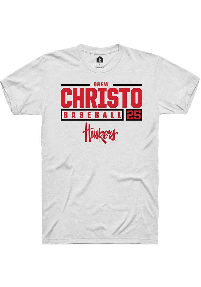 Drew Christo Nebraska Cornhuskers Rally NIL Stacked Box Short Sleeve T Shirt