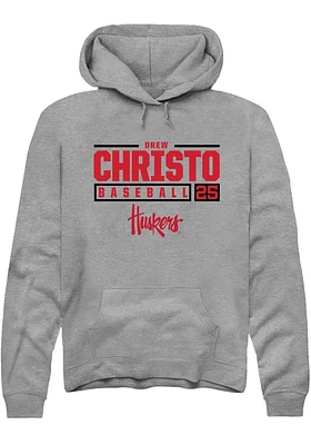 Drew Christo  Rally Nebraska Cornhuskers Mens Graphite NIL Stacked Box Long Sleeve Hoodie