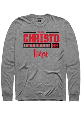 Drew Christo  Nebraska Cornhuskers Graphite Rally NIL Stacked Box Long Sleeve T Shirt