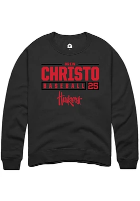 Drew Christo Rally Nebraska Cornhuskers Mens NIL Stacked Box Long Sleeve Crew Sweatshirt