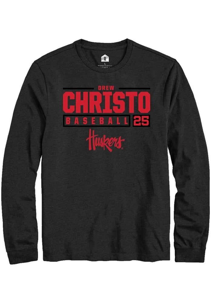 Drew Christo Nebraska Cornhuskers Rally NIL Stacked Box Long Sleeve T Shirt