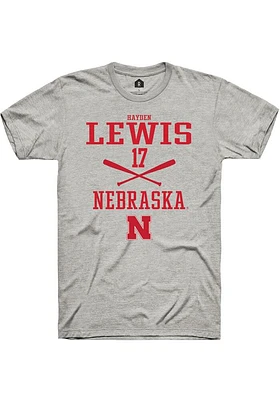 Hayden Lewis  Nebraska Cornhuskers Ash Rally NIL Sport Icon Short Sleeve T Shirt