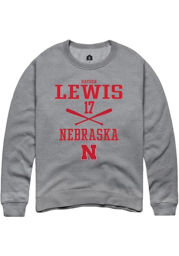 Hayden Lewis Rally Nebraska Cornhuskers Mens Graphite NIL Sport Icon Long Sleeve Crew Sweatshirt