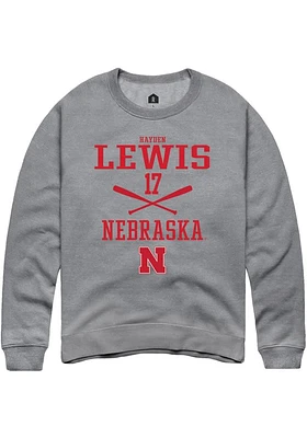 Hayden Lewis  Rally Nebraska Cornhuskers Mens Graphite NIL Sport Icon Long Sleeve Crew Sweatshirt