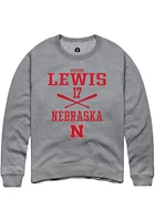 Hayden Lewis  Rally Nebraska Cornhuskers Mens Graphite NIL Sport Icon Long Sleeve Crew Sweatshirt
