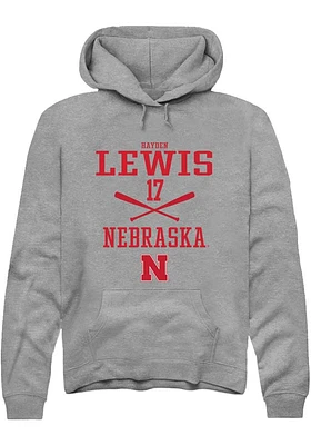 Hayden Lewis  Rally Nebraska Cornhuskers Mens Graphite NIL Sport Icon Long Sleeve Hoodie