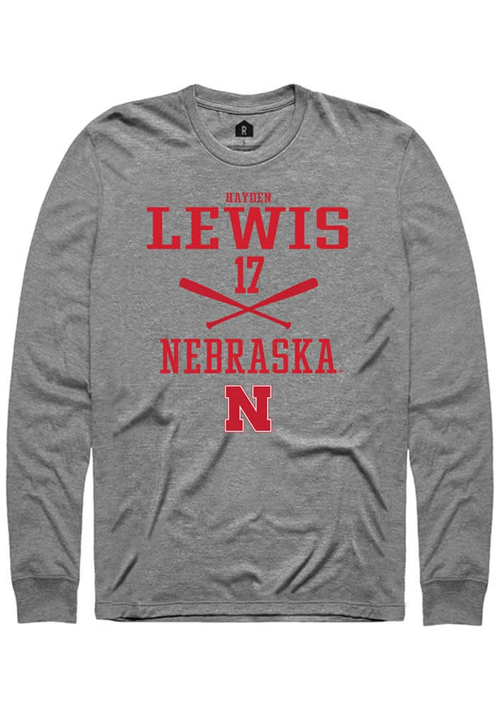 Hayden Lewis Nebraska Cornhuskers Graphite Rally NIL Sport Icon Long Sleeve T Shirt