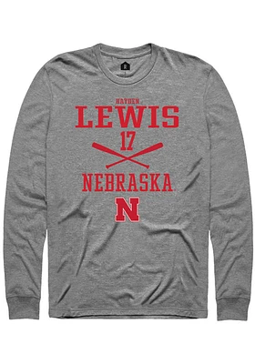 Hayden Lewis  Nebraska Cornhuskers Graphite Rally NIL Sport Icon Long Sleeve T Shirt