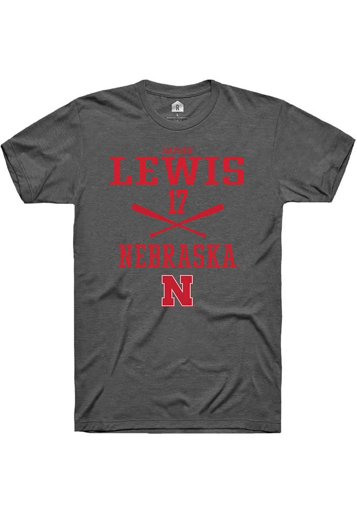 Hayden Lewis Nebraska Cornhuskers Dark Grey Rally NIL Sport Icon Short Sleeve T Shirt