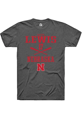 Hayden Lewis  Nebraska Cornhuskers Dark Grey Rally NIL Sport Icon Short Sleeve T Shirt