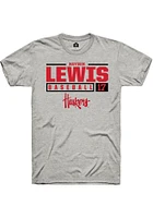 Hayden Lewis  Nebraska Cornhuskers Ash Rally NIL Stacked Box Short Sleeve T Shirt