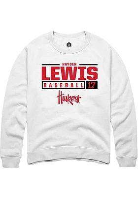 Hayden Lewis Rally Nebraska Cornhuskers Mens NIL Stacked Box Long Sleeve Crew Sweatshirt