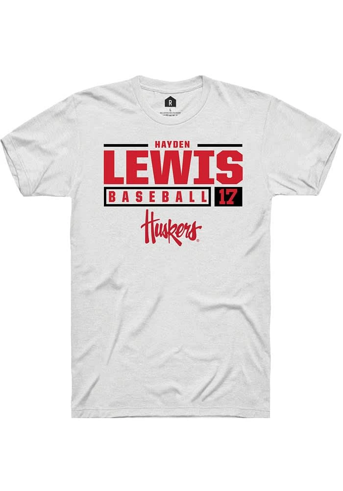 Hayden Lewis Nebraska Cornhuskers Rally NIL Stacked Box Short Sleeve T Shirt