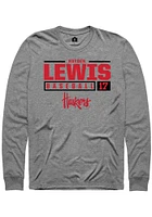 Hayden Lewis  Nebraska Cornhuskers Graphite Rally NIL Stacked Box Long Sleeve T Shirt