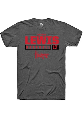 Hayden Lewis  Nebraska Cornhuskers Dark Grey Rally NIL Stacked Box Short Sleeve T Shirt