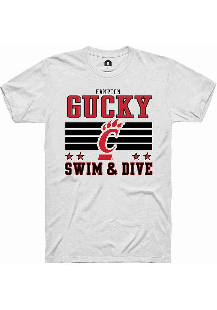 Hampton Gucky Cincinnati Bearcats White Rally NIL Striped Short Sleeve T Shirt