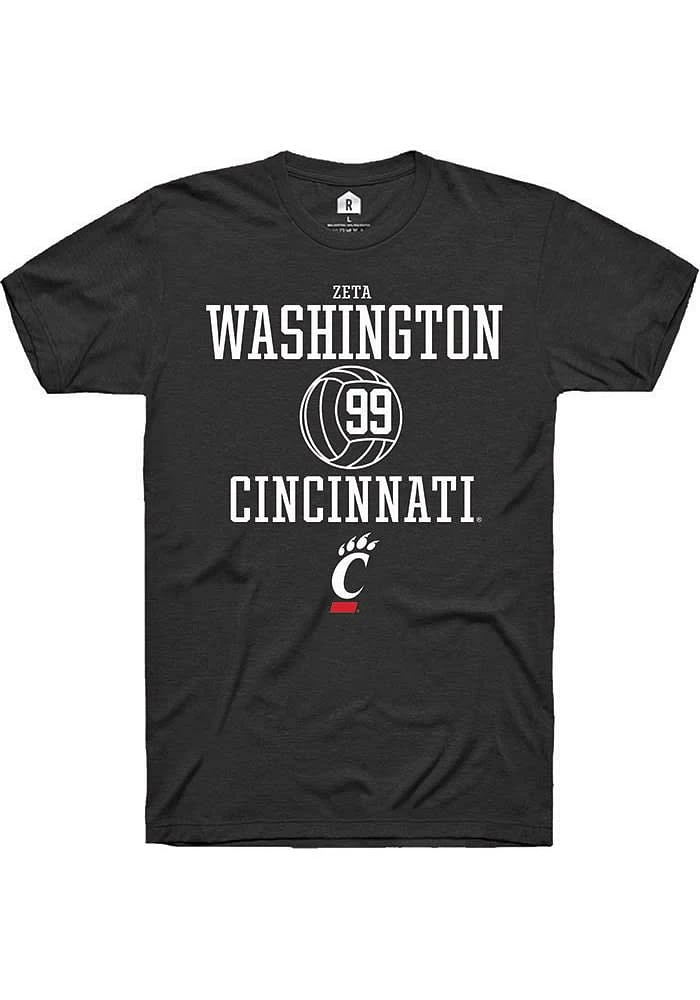 Zeta Washington Cincinnati Bearcats Black Rally NIL Sport Icon Short Sleeve T Shirt