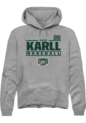 Caleb Karll  Rally Ohio Bobcats Mens Graphite NIL Stacked Box Long Sleeve Hoodie