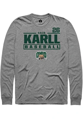 Caleb Karll  Ohio Bobcats Graphite Rally NIL Stacked Box Long Sleeve T Shirt