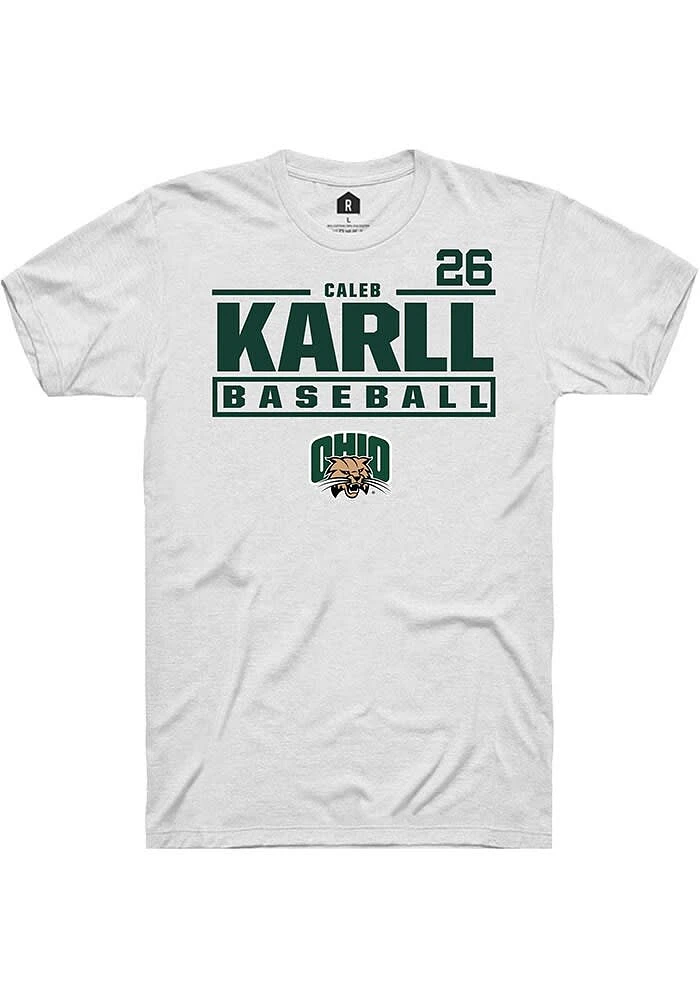 Caleb Karll Ohio Bobcats Rally NIL Stacked Box Short Sleeve T Shirt