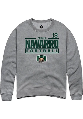 Parker Navarro  Rally Ohio Bobcats Mens Graphite NIL Stacked Box Long Sleeve Crew Sweatshirt