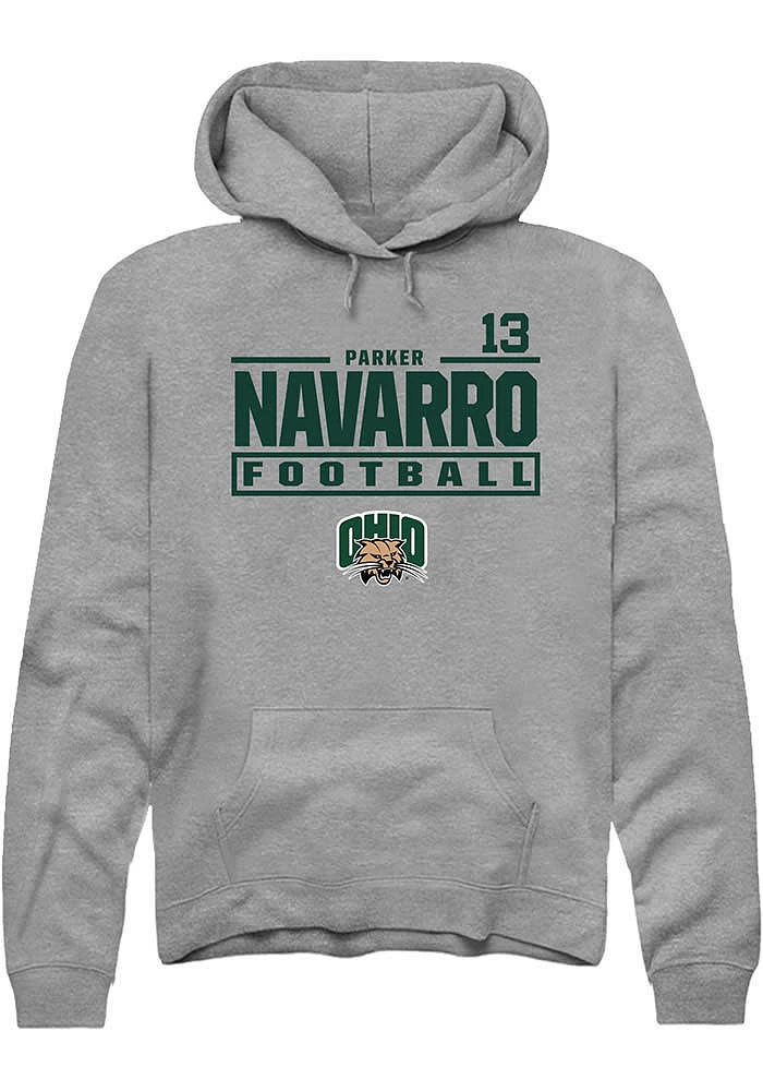 Parker Navarro Rally Ohio Bobcats Mens Graphite NIL Stacked Box Long Sleeve Hoodie