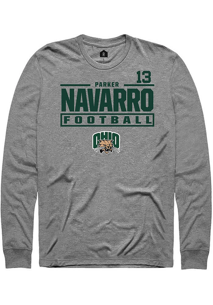 Parker Navarro Ohio Bobcats Graphite Rally NIL Stacked Box Long Sleeve T Shirt