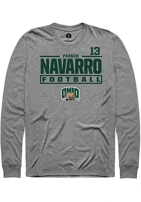 Parker Navarro  Ohio Bobcats Graphite Rally NIL Stacked Box Long Sleeve T Shirt