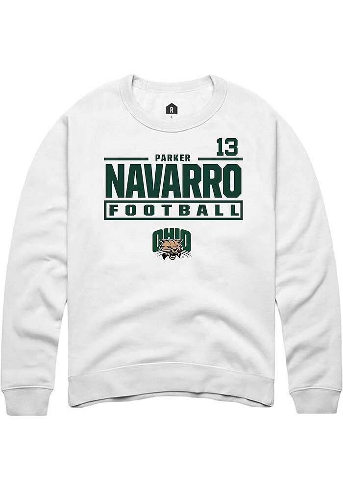 Parker Navarro Rally Ohio Bobcats Mens NIL Stacked Box Long Sleeve Crew Sweatshirt