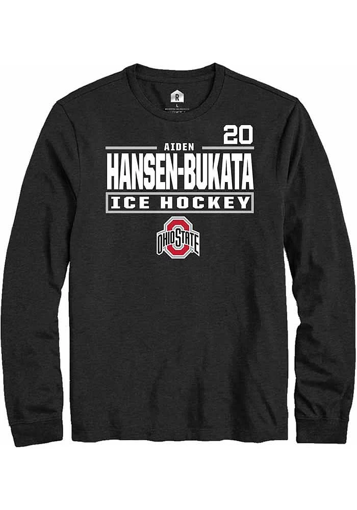 Aiden Hansen-Bukata Ohio State Buckeyes Rally NIL Stacked Box Long Sleeve T Shirt