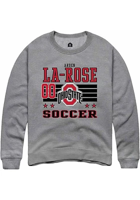 Arden La-Rose Rally Ohio State Buckeyes Mens NIL Striped Long Sleeve Crew Sweatshirt