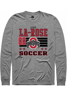 Arden La-Rose  Ohio State Buckeyes Grey Rally NIL Striped Long Sleeve T Shirt