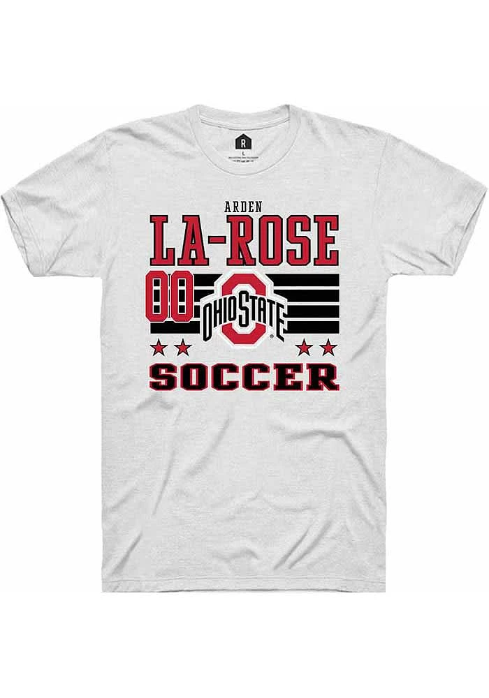 Arden La-Rose Ohio State Buckeyes White Rally NIL Striped Short Sleeve T Shirt