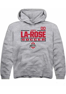 Arden La-Rose  Rally Ohio State Buckeyes Youth Grey NIL Stacked Box Long Sleeve Hoodie