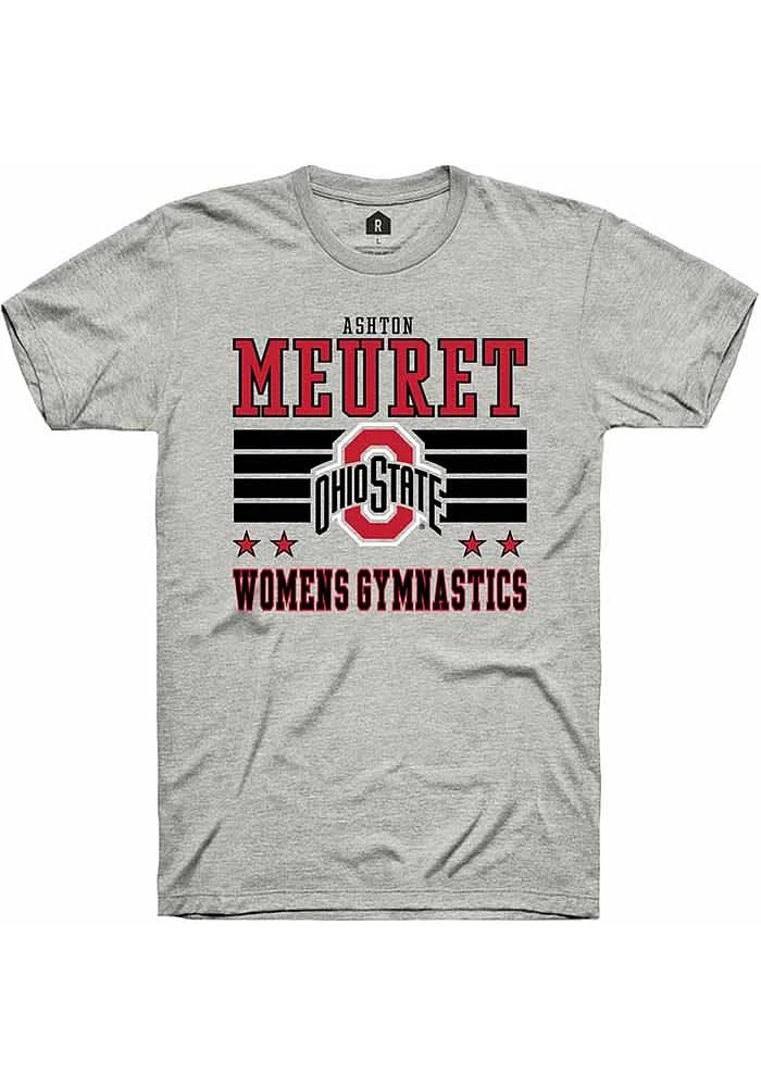 Ashton Meuret Ohio State Buckeyes Ash Rally NIL Striped Short Sleeve T Shirt