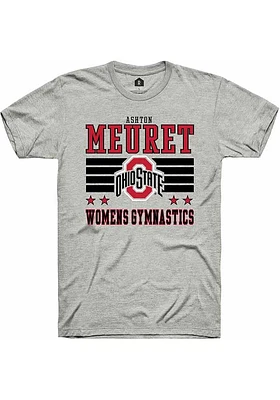 Ashton Meuret  Ohio State Buckeyes Ash Rally NIL Striped Short Sleeve T Shirt