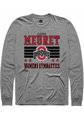 Ashton Meuret  Ohio State Buckeyes Grey Rally NIL Striped Long Sleeve T Shirt