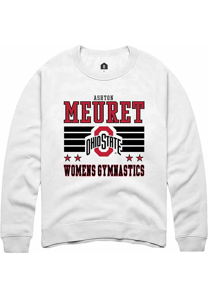 Ashton Meuret Rally Ohio State Buckeyes Mens NIL Striped Long Sleeve Crew Sweatshirt