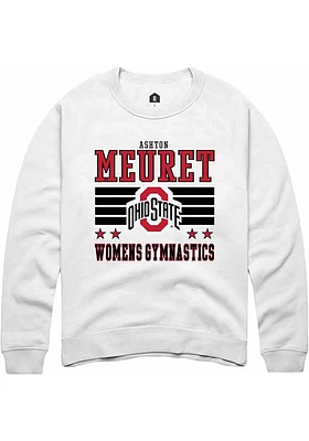 Ashton Meuret Rally Ohio State Buckeyes Mens NIL Striped Long Sleeve Crew Sweatshirt
