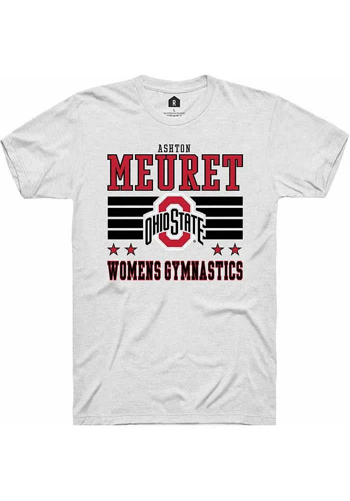 Ashton Meuret Ohio State Buckeyes White Rally NIL Striped Short Sleeve T Shirt