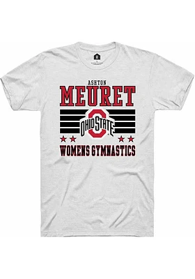 Ashton Meuret  Ohio State Buckeyes White Rally NIL Striped Short Sleeve T Shirt