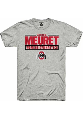 Ashton Meuret  Ohio State Buckeyes Ash Rally NIL Stacked Box Short Sleeve T Shirt