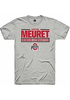 Ashton Meuret  Ohio State Buckeyes Ash Rally NIL Stacked Box Short Sleeve T Shirt