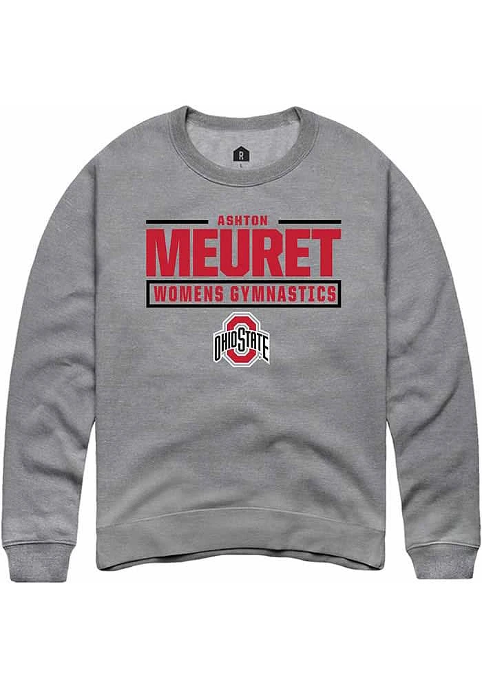 Ashton Meuret Rally Ohio State Buckeyes Mens Graphite NIL Stacked Box Long Sleeve Crew Sweatshirt