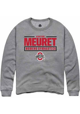 Ashton Meuret  Rally Ohio State Buckeyes Mens Graphite NIL Stacked Box Long Sleeve Crew Sweatshirt