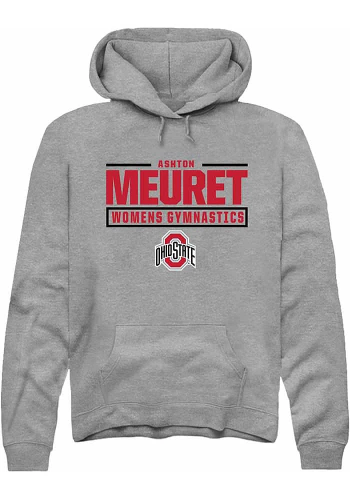 Ashton Meuret Rally Ohio State Buckeyes Mens Graphite NIL Stacked Box Long Sleeve Hoodie